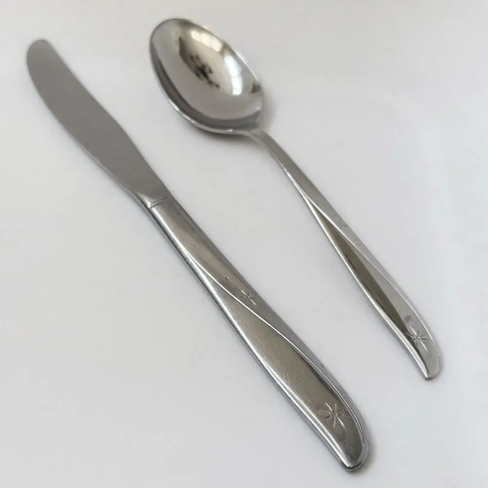 2pc Oneida Twin Star Dinner Fork / Soup Spoon Stainless Community Betty Crocker